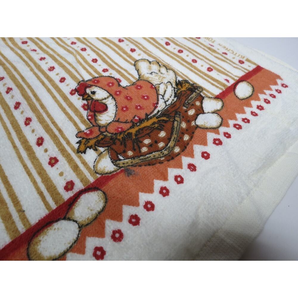 Lot of 3 Vintage Terry Kitchen Towels 1980s w/ Tags Mushroom, Chicken, Vegetable - Picture 14 of 16